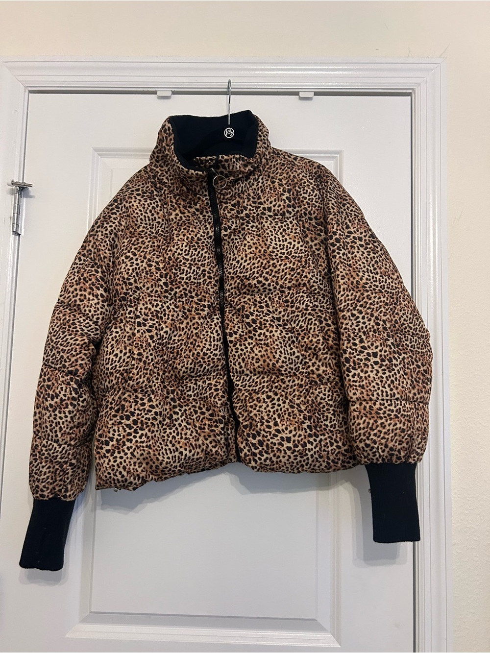 Leopard Print Puffer Jacket - Women's Brown/Cream